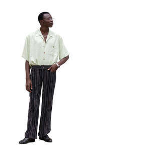 cut out black man standing one hand in his pocket