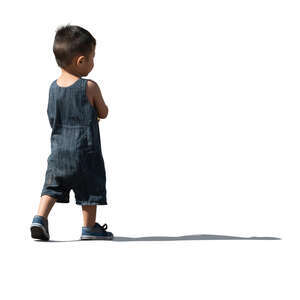 cut out little asian boy walking