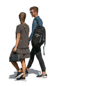 cut out young man and woman walking side by side