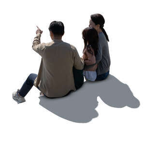 cut out backlit asian family sitting