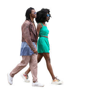 cut out trendy man and woman walking hand in hand