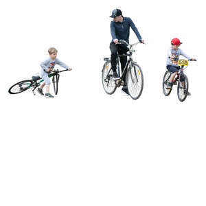 cut out man with two sons riding bikes