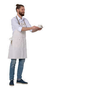 cut out waiter handing coffee over the counter