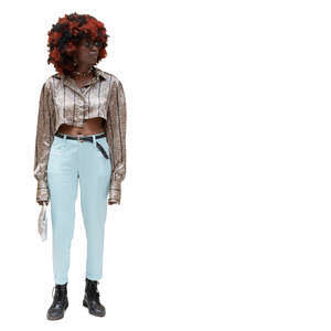 cut out trendy black woman standing 