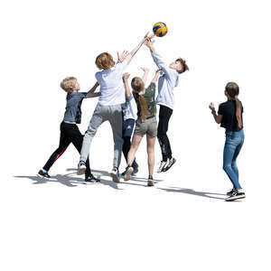 cut out group of children playing basketball