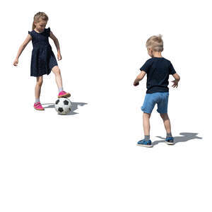 two cut out kids playing football
