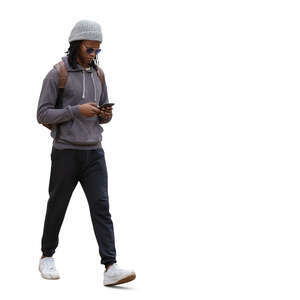 cut out young black man walking