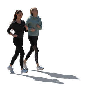 two cut out backlit women jogging