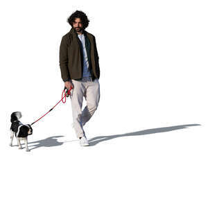 cut out man walking a dog