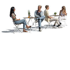 cut out street cafe scene with four people