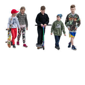 cut out group of children walking