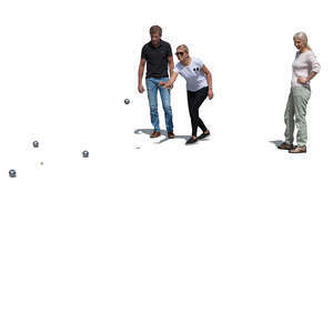 cut out group of people playing petanque