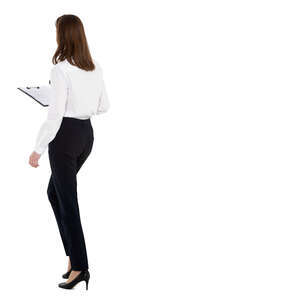 cut out female office worker walking