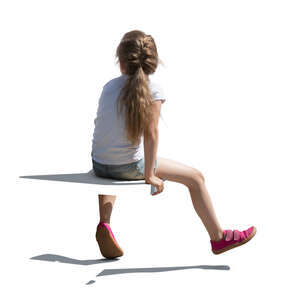 cut out girl sitting seen from back angle