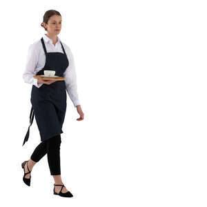 cut out waitress walking and carrying a  tray