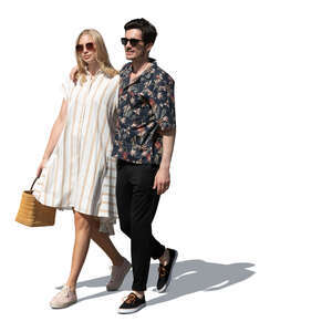 cut out couple walking in summertime