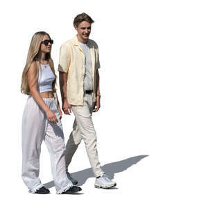 cut out young man and woman walking