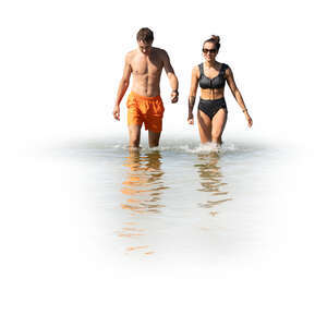 cut out man and woman coming from swimming