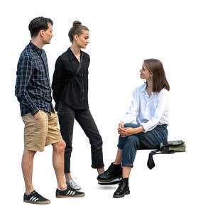 cut out woman sitting and talking to two friends