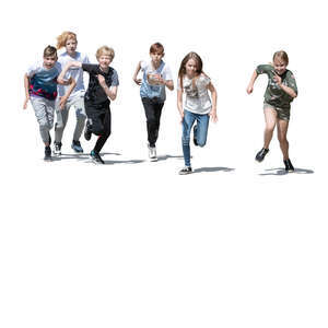 cut out group of children running