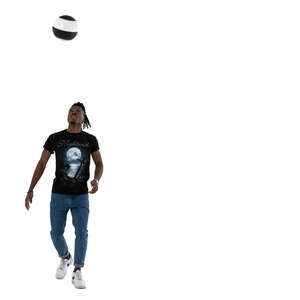 cut out young black man juggling football