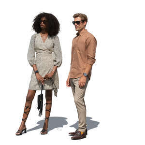 cut out chic man and woman standing