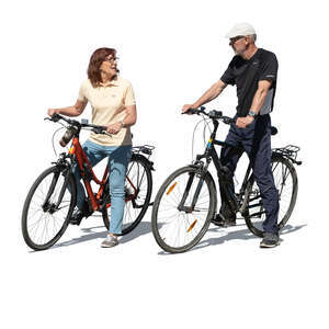 cut out elderly man and woman riding bikes