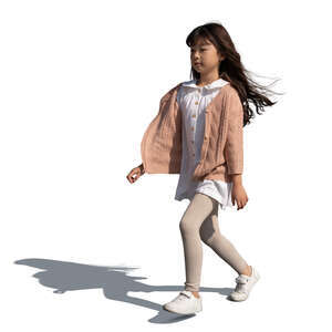 cut out little asian girl running