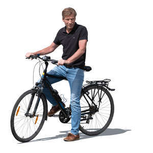 cut out senior man with a bike standing