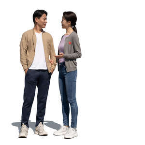 cut out man and woman standing and talking