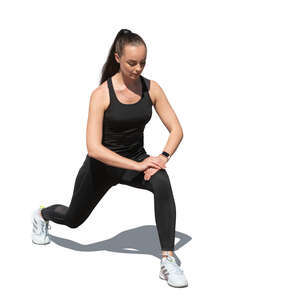 cut out woman doing sports stretching