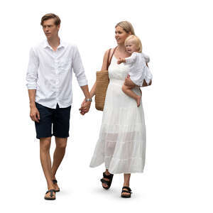 cut out couple with a baby walking hand in hand