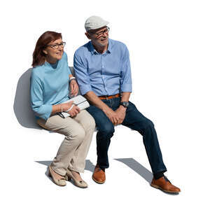 cut out senior couple sitting seen from above