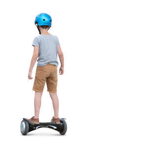 cut out little boy riding an electrical selfbalancing scooter