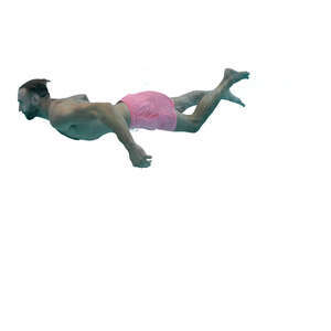 cut out man swimming underwater