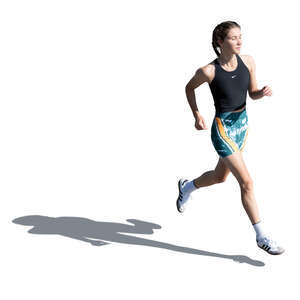 cut out top view of a sporty woman running