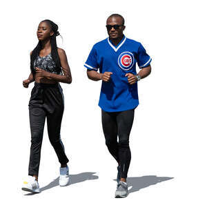 cut out black man and woman jogging