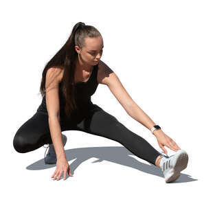 cut out woman squatting and stretching