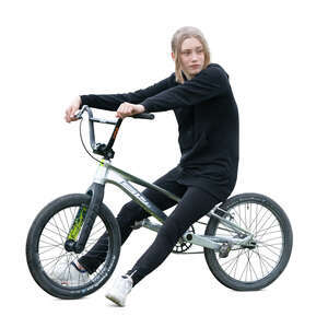 cut out teenage girl with a bmx bike standing