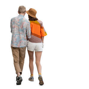 cut out young couple walking together