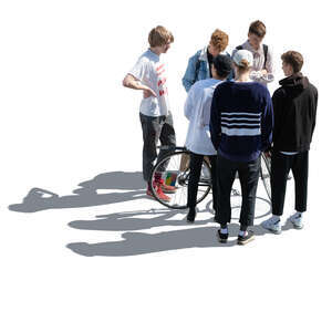 cut out group of teenage boys standing seen from above