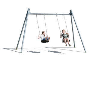 two cut out girls swinging