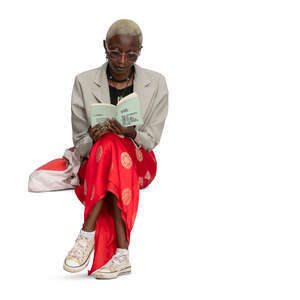 cut out woman sitting and reading a book