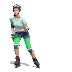 cut out woman rollerblading