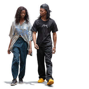 cut out black man and woman walking and talking