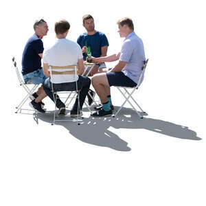 cut out group of men sitting in a cafe and drinking beer