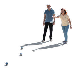 two cut out seniors playing petanque