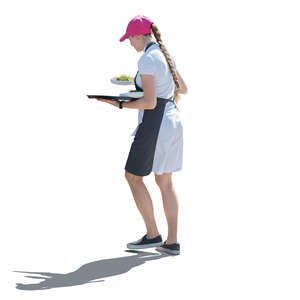 cut out backlit waitress serving food