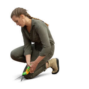 cut out woman doing gardening work