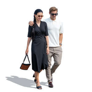 cut out elegant young couple walking